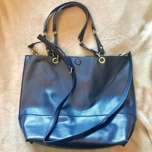 Reversible stylish navy blue sea foam green tote